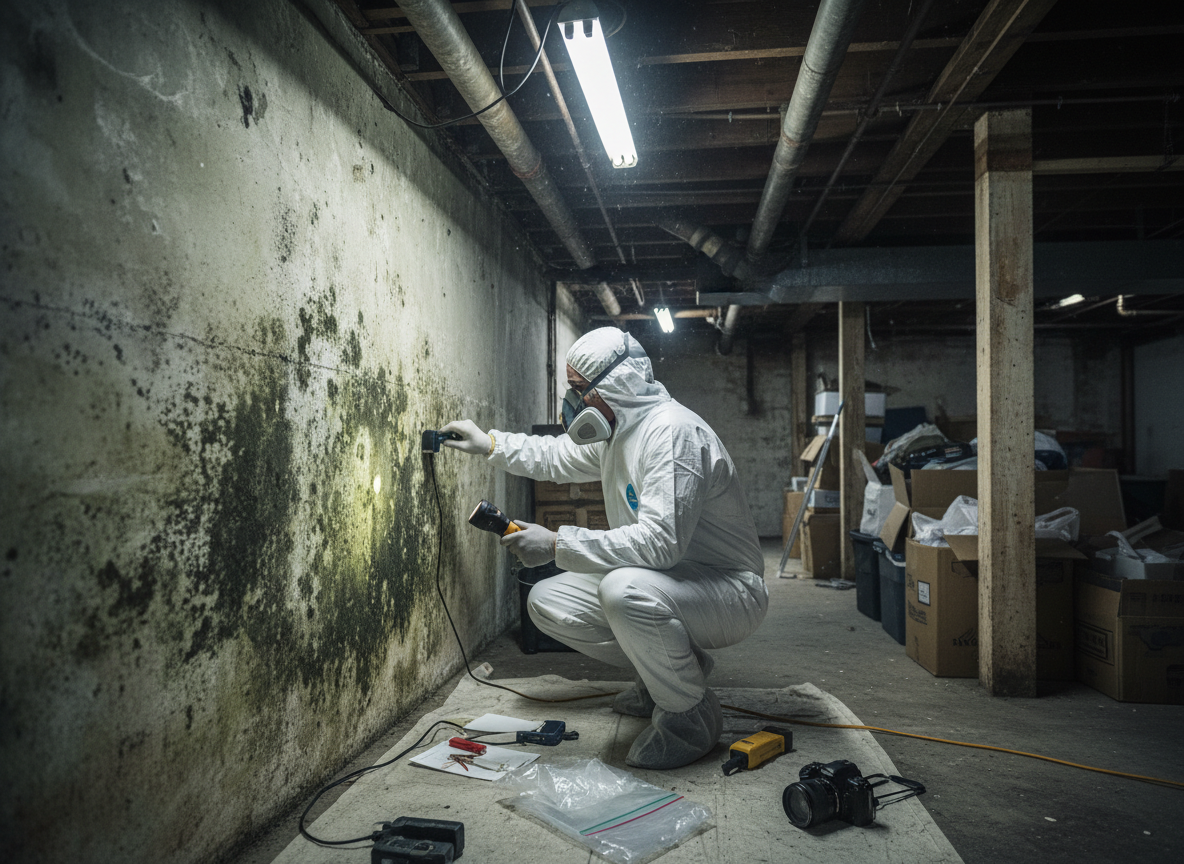 Basement mold inspection in Surfside